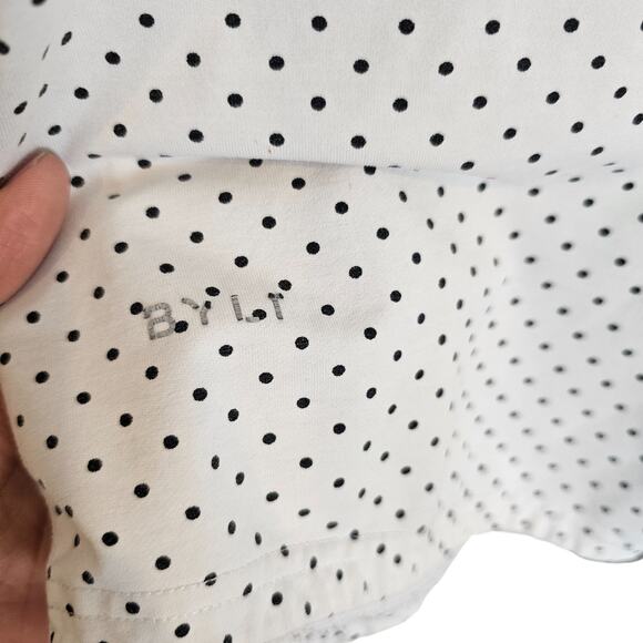 BYLT Drop Cut Lux Bylt Shirt Polka Dot Shirt Men L White Black Athletic Shirt - Picture 4 of 7